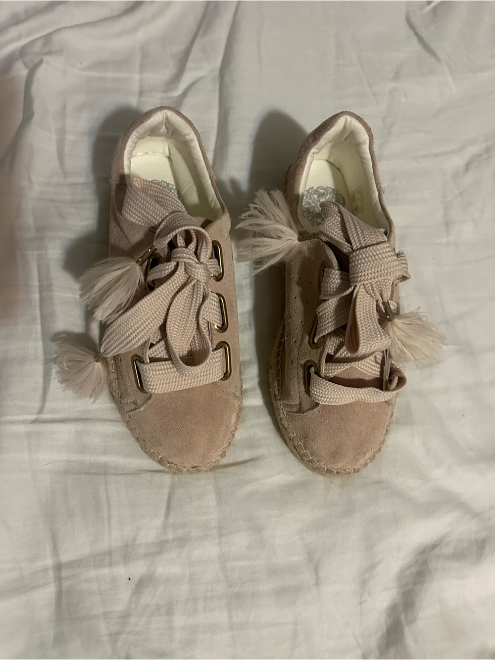 Vince Camuto Pink Suede Tassel Lace-Up Sneakers